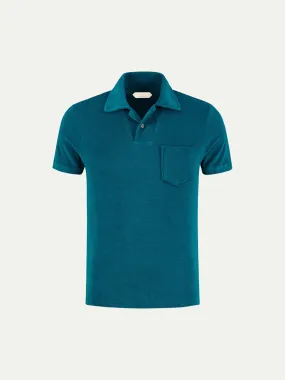 Aquamarine Terry Towelling Polo Shirt