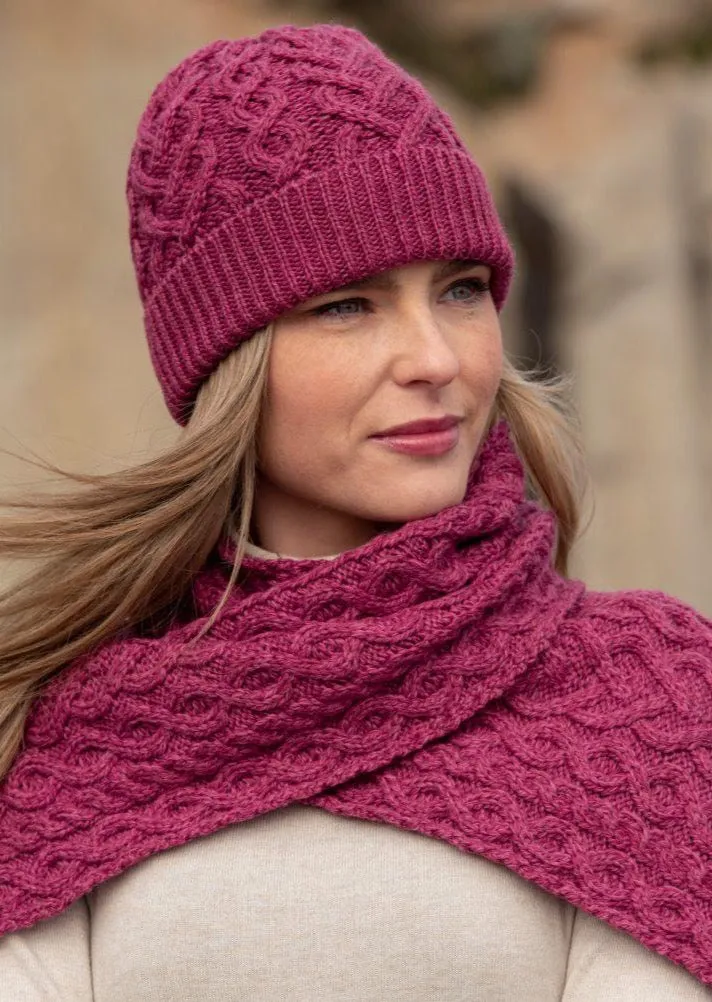 Aran Crafts Merino Heart Scarf | Magenta