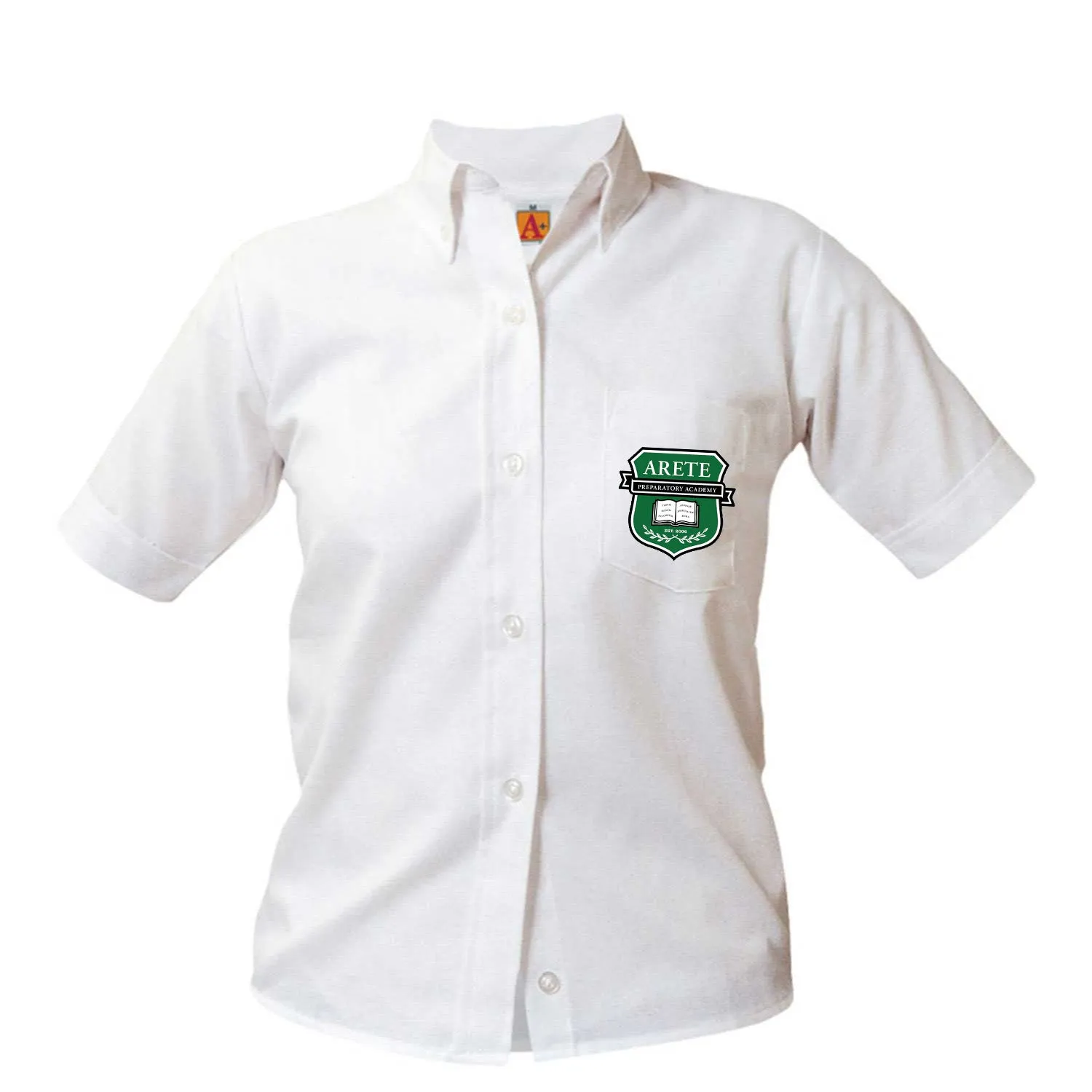 Arete Prep Academy Female Oxford Short Sleeve Blouse - Patch on the pocket