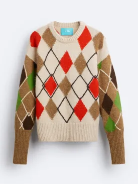 Argyle jacquard sweater