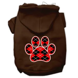 Argyle Paw Red Screen Print Pet Hoodies Brown Size Med (12)