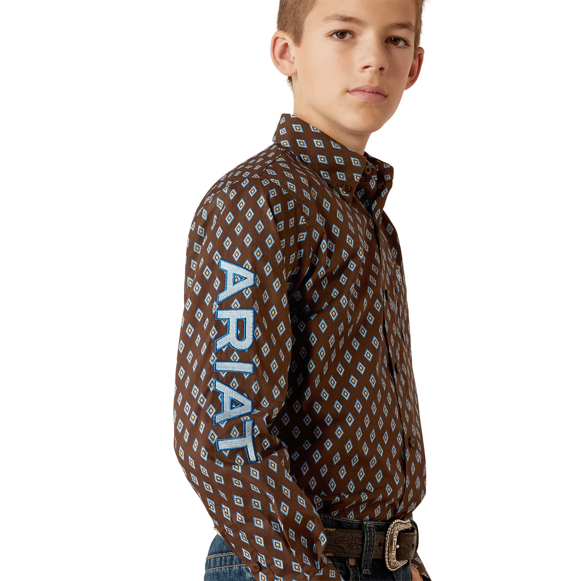 Ariat Youth Boy's Team Oak Classic Fit Button Down Shirt 10054069