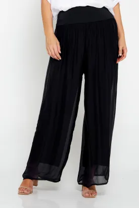 Arlette Silk Pants - Black