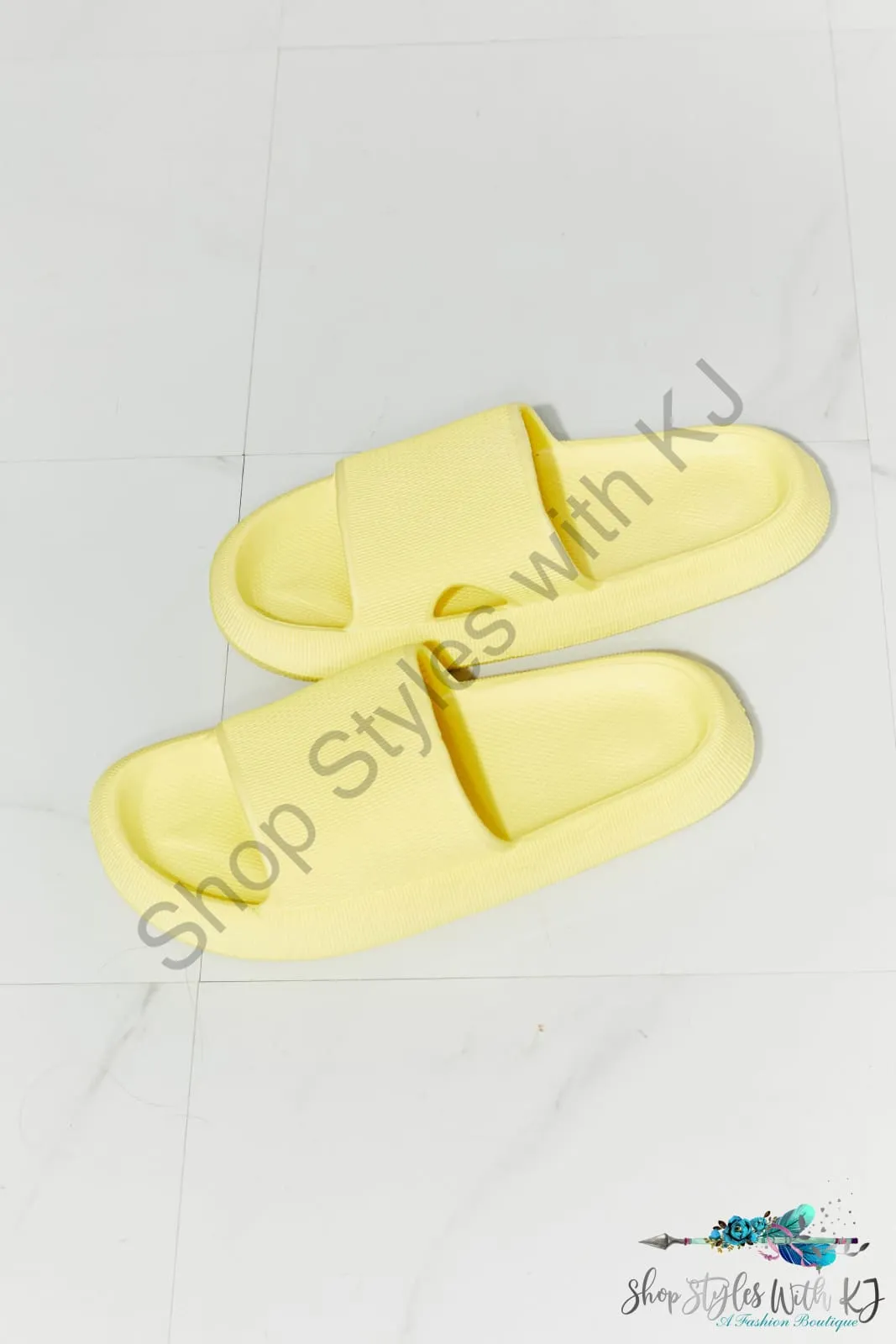 Arms Around Me Open Toe Slide in Yellow