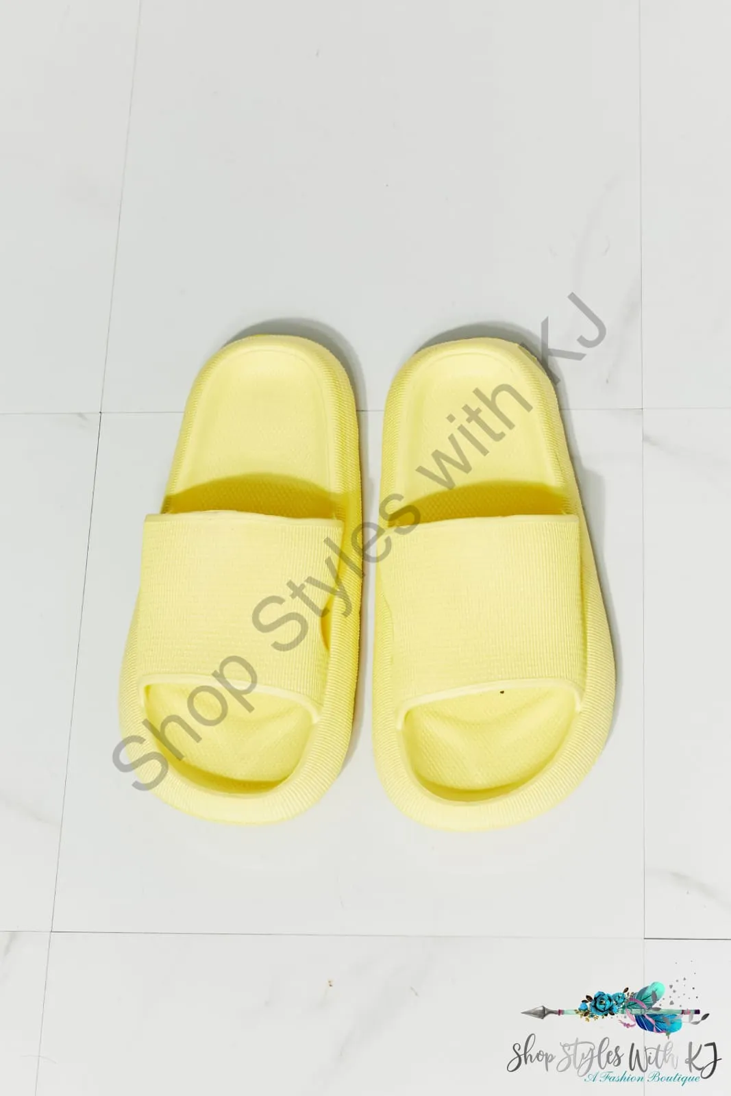 Arms Around Me Open Toe Slide in Yellow