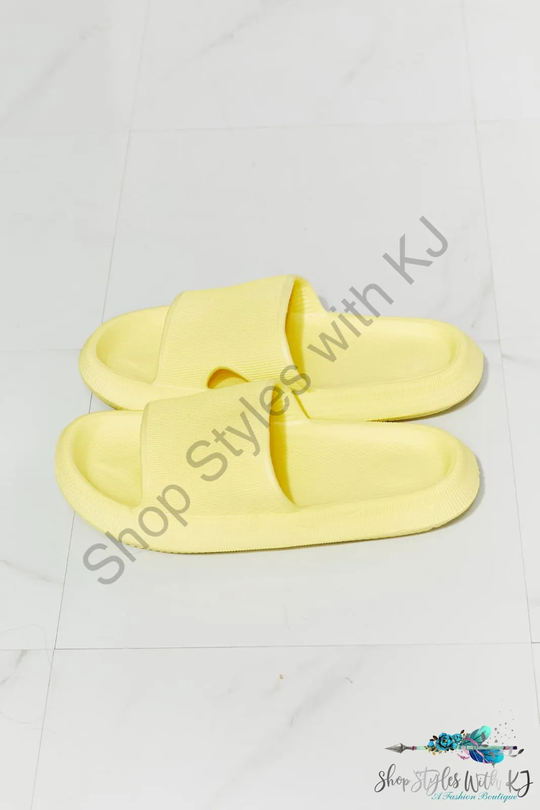 Arms Around Me Open Toe Slide in Yellow