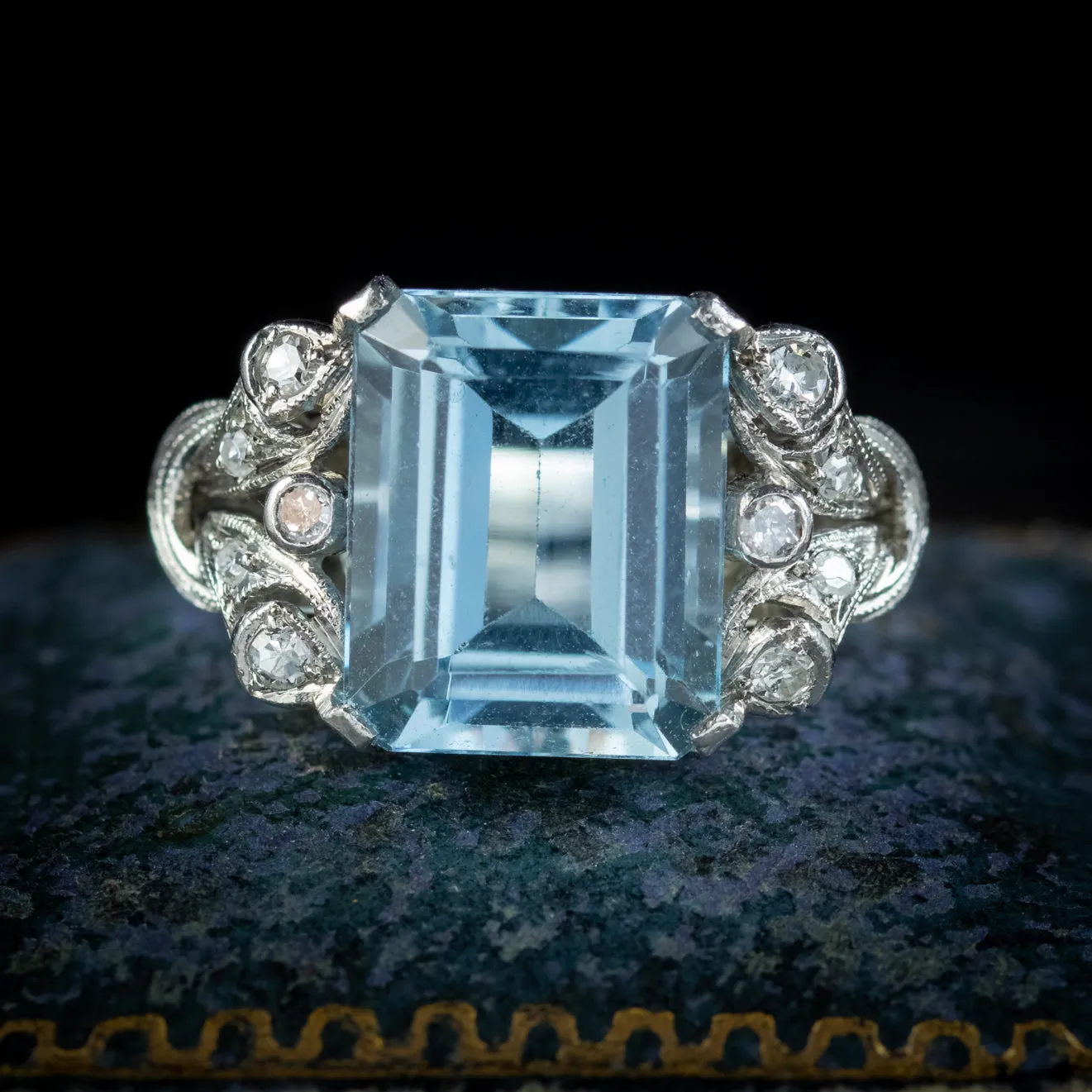 Art Deco Aquamarine Diamond Ring 5ct Aqua Circa 1920