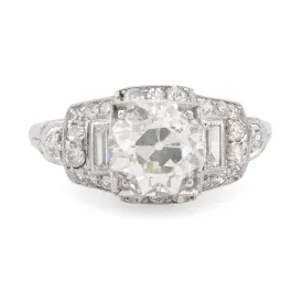 Art Deco GIA 2.05 Carat Old European Cut Diamond Platinum Ring