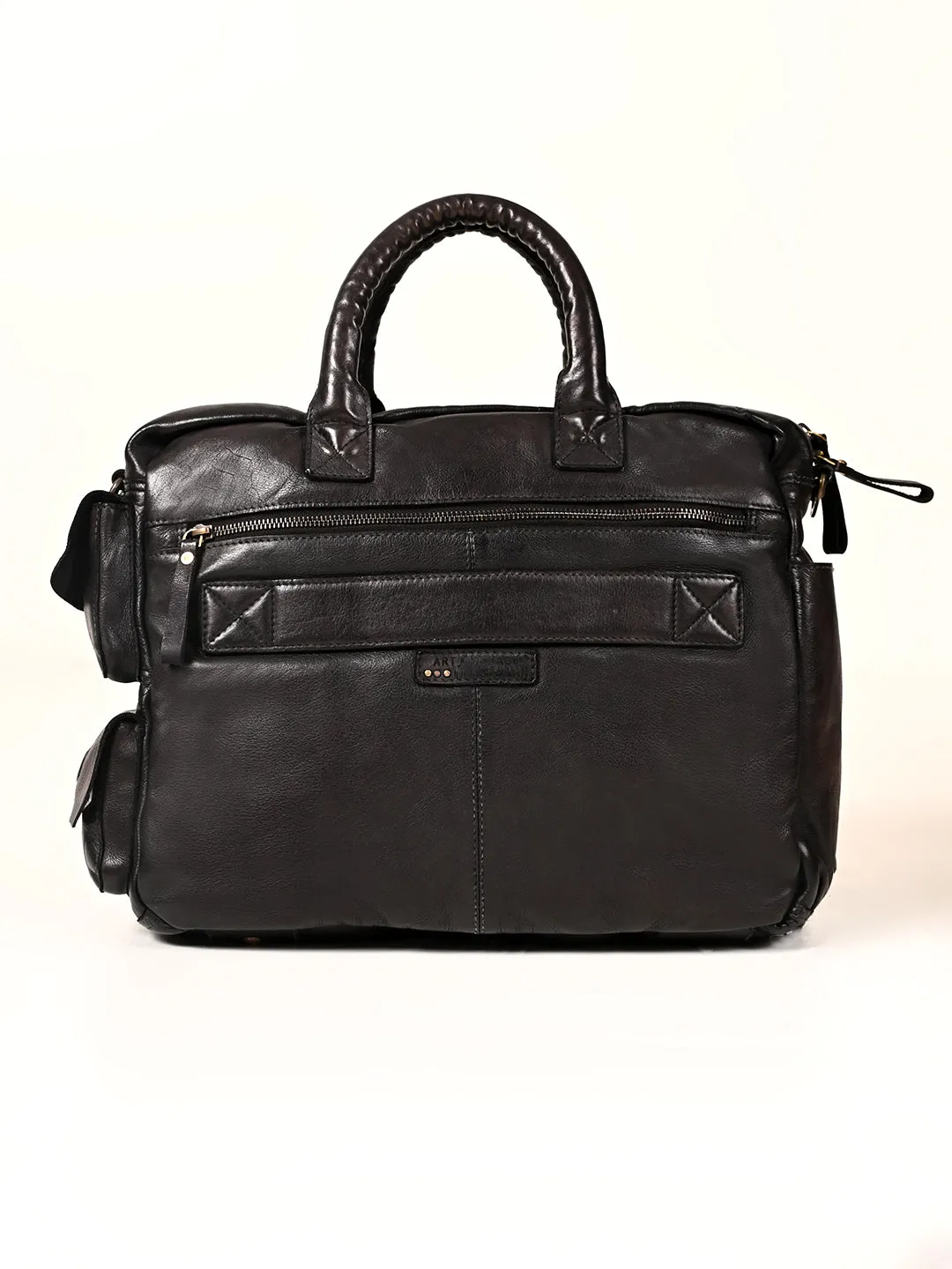 Art N Vintage William : Real Black Leather Laptop Bag