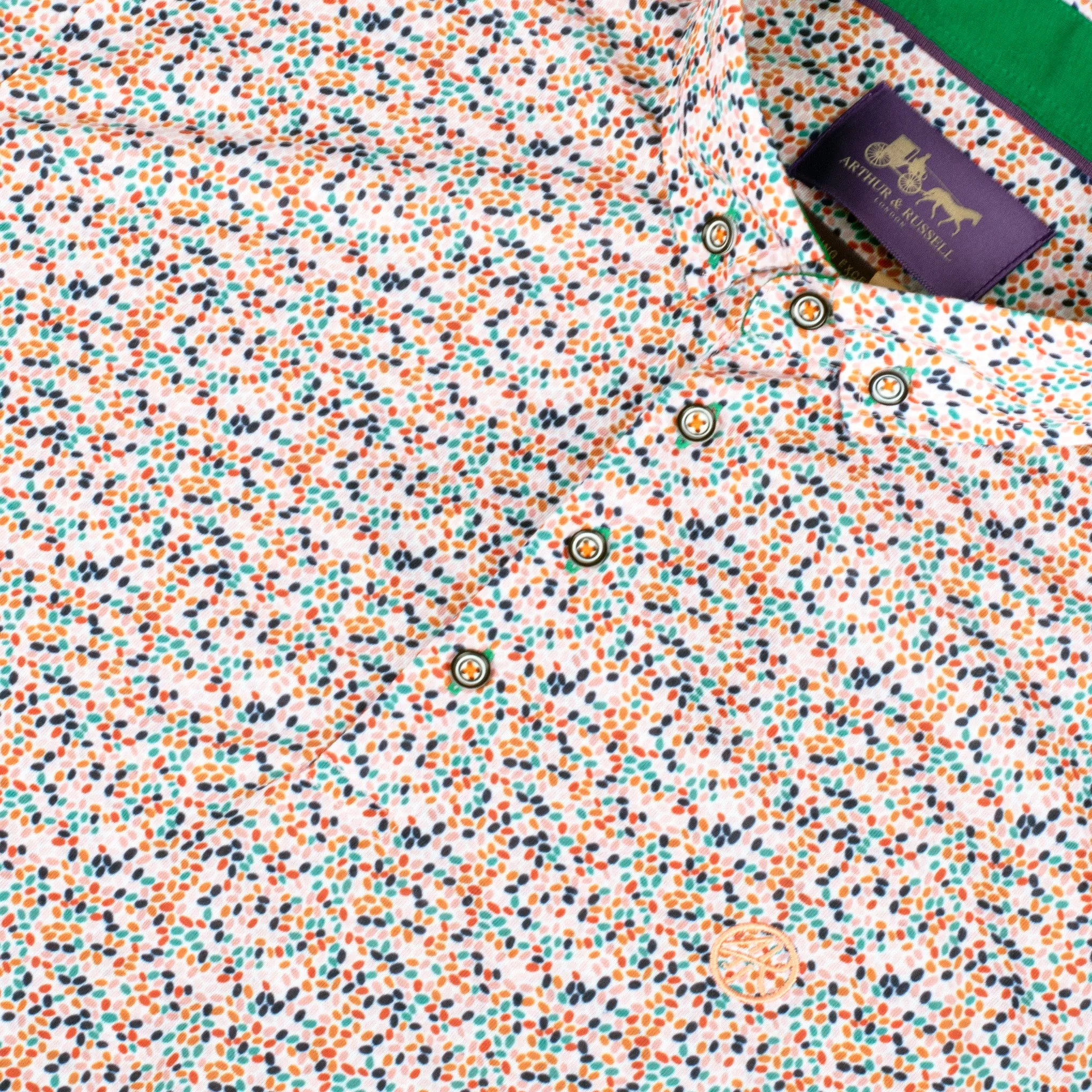 Arthur & Russell Spots Polo Shirt Peach