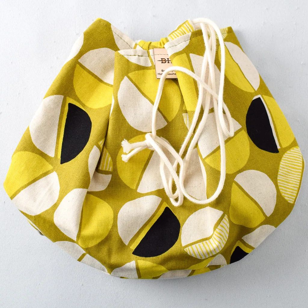 Asa Bucket Bag, Semicircles Design - Ochre Yellow