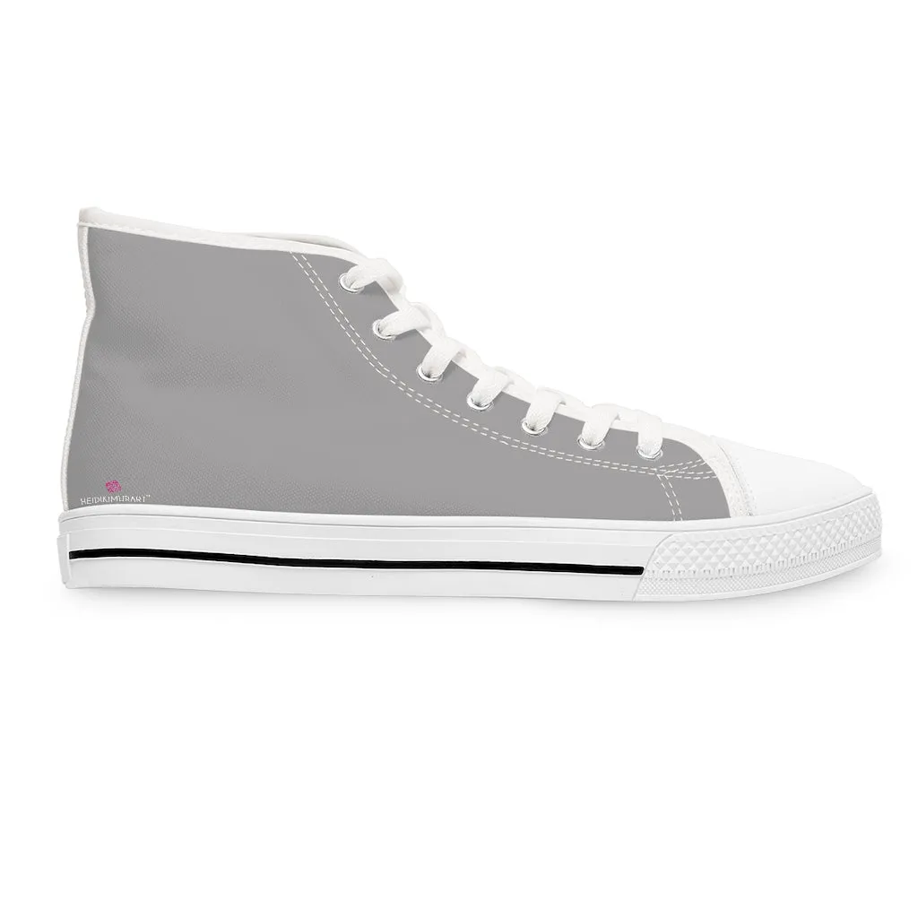 Ash Grey Color Ladies' High Tops, Solid Ash Grey Color Best Quality Women's High Top Sneakers (US Size: 5.5-12)