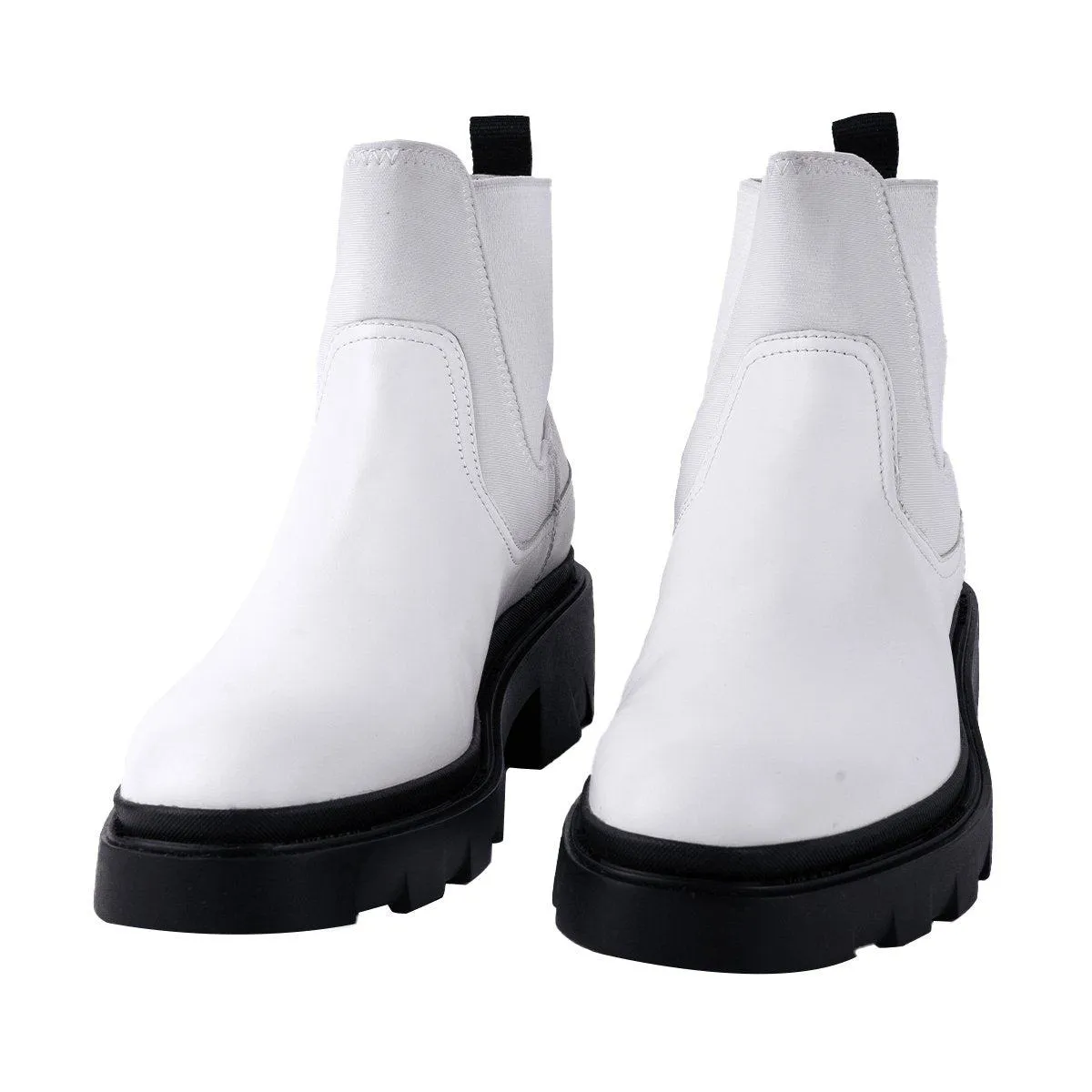 Ash Mastro Combat Ankle Boots Leather White Colour For Women