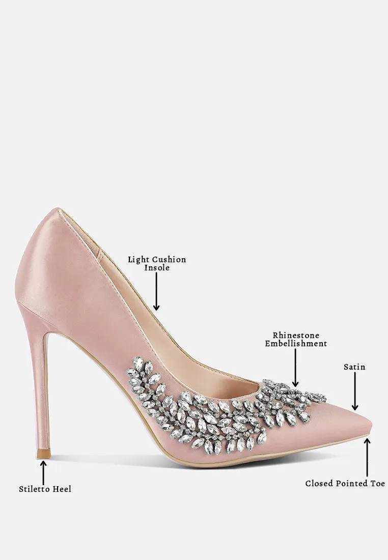 Ashlyn Rhinestones Embellished Satin Stiletto Pumps