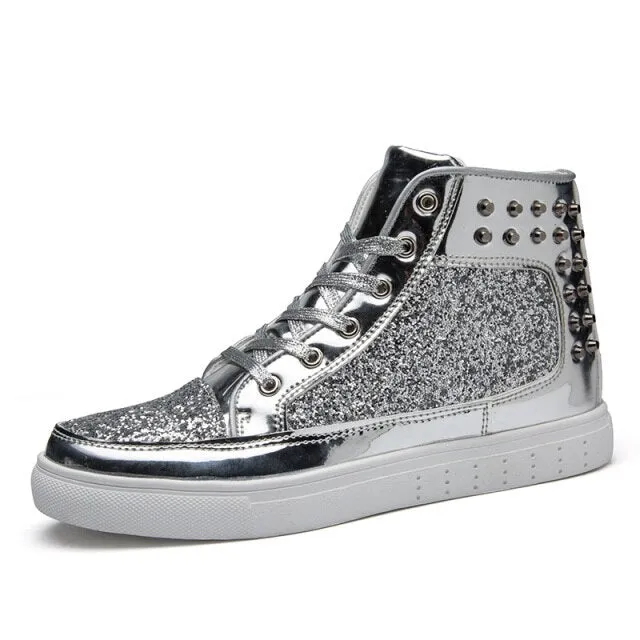 Ashoreshop Unisex Night Club Bling Attention High Top Sneakers