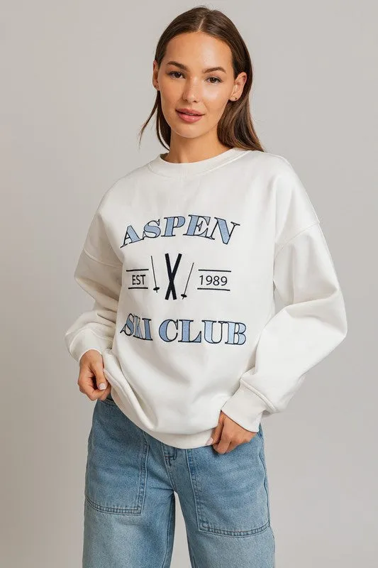 ASPEN SKI CLUB Long Sleeve Fleece Sweatshirt