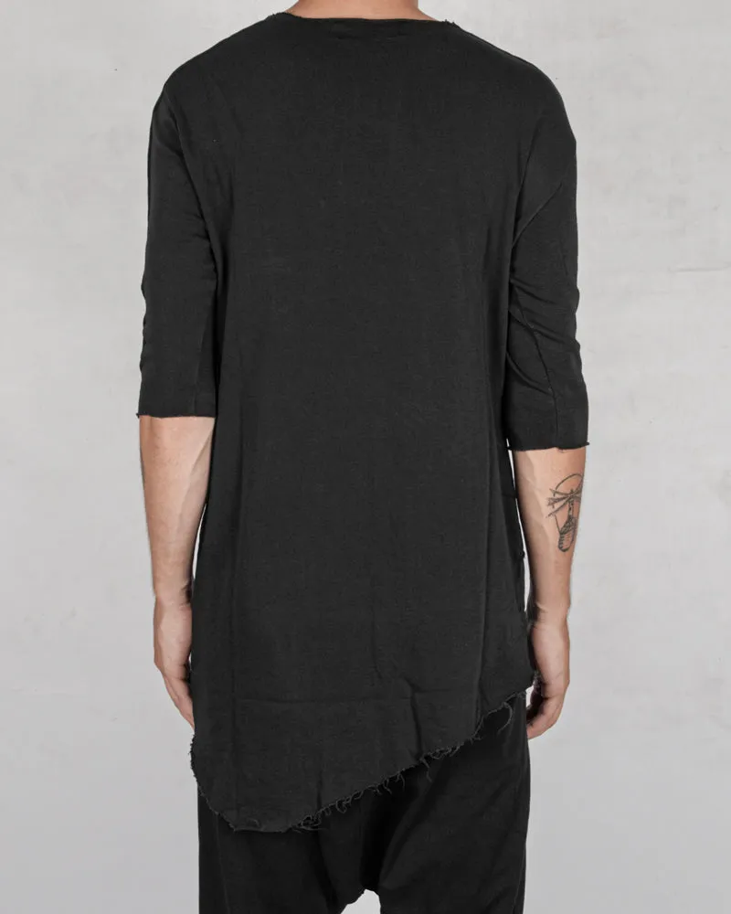 Asymmetric crew neck jersey t-shirt black