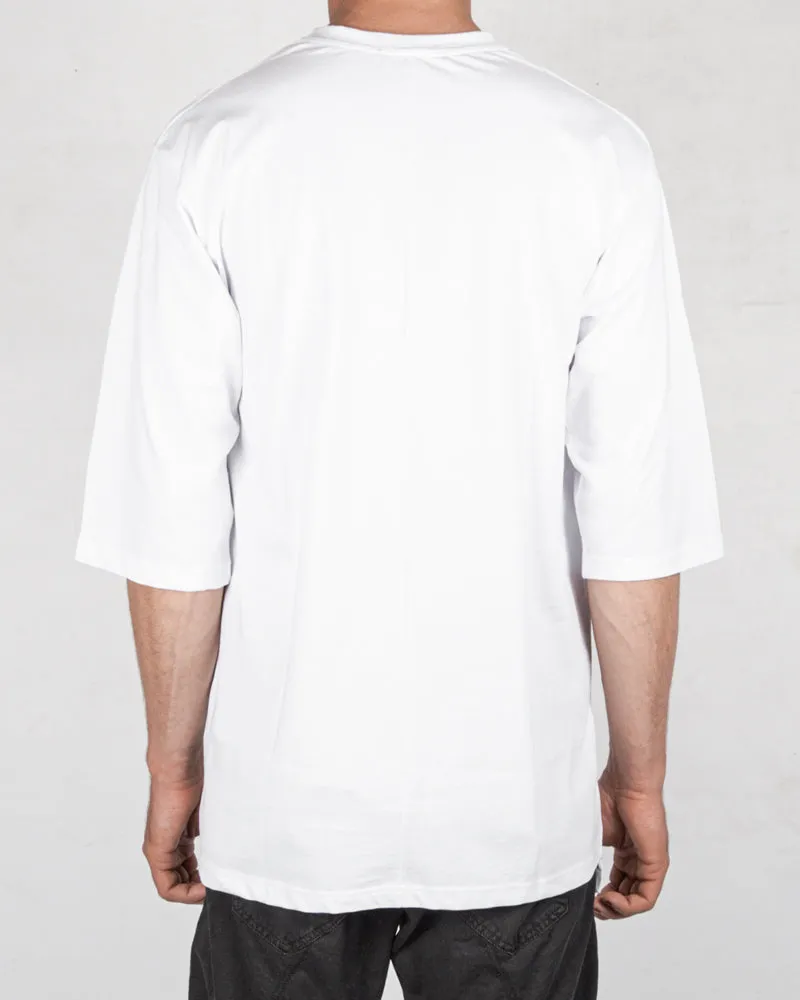 Asymmetric crew neck tshirt white