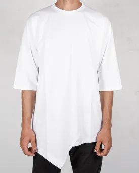 Asymmetric crew neck tshirt white