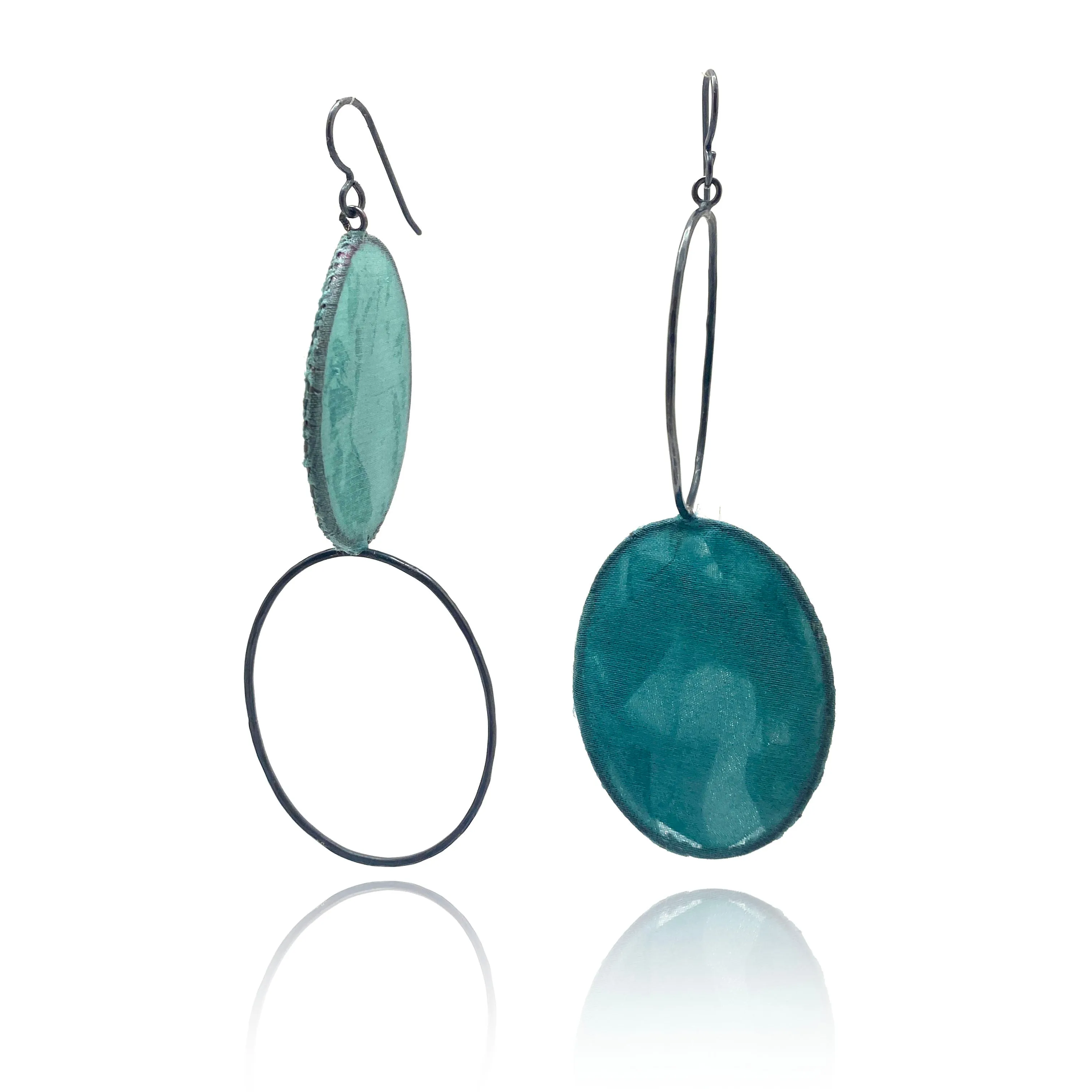 Asymmetric Teal Earrings