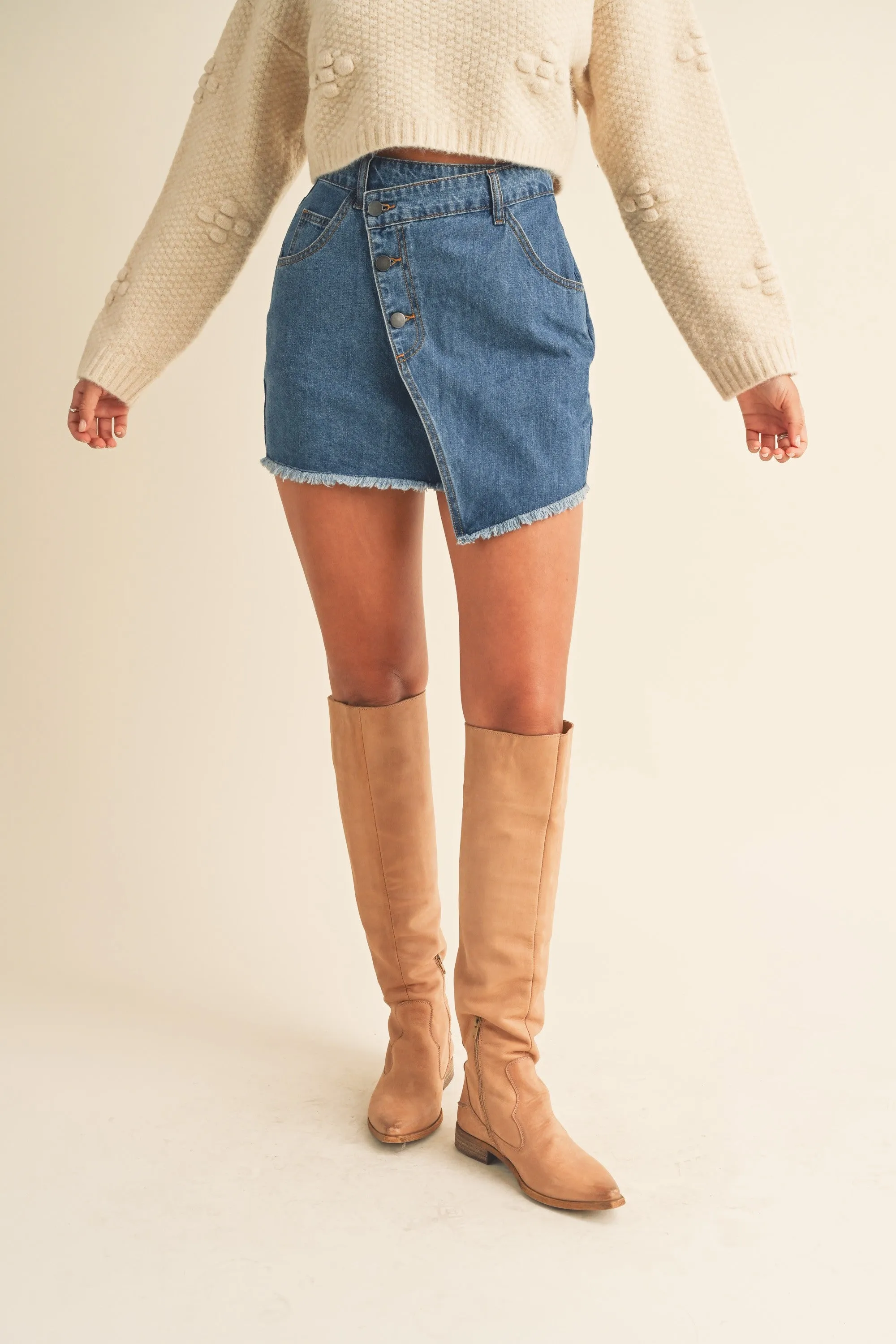 Asymmetrical Hem Denim Skirt