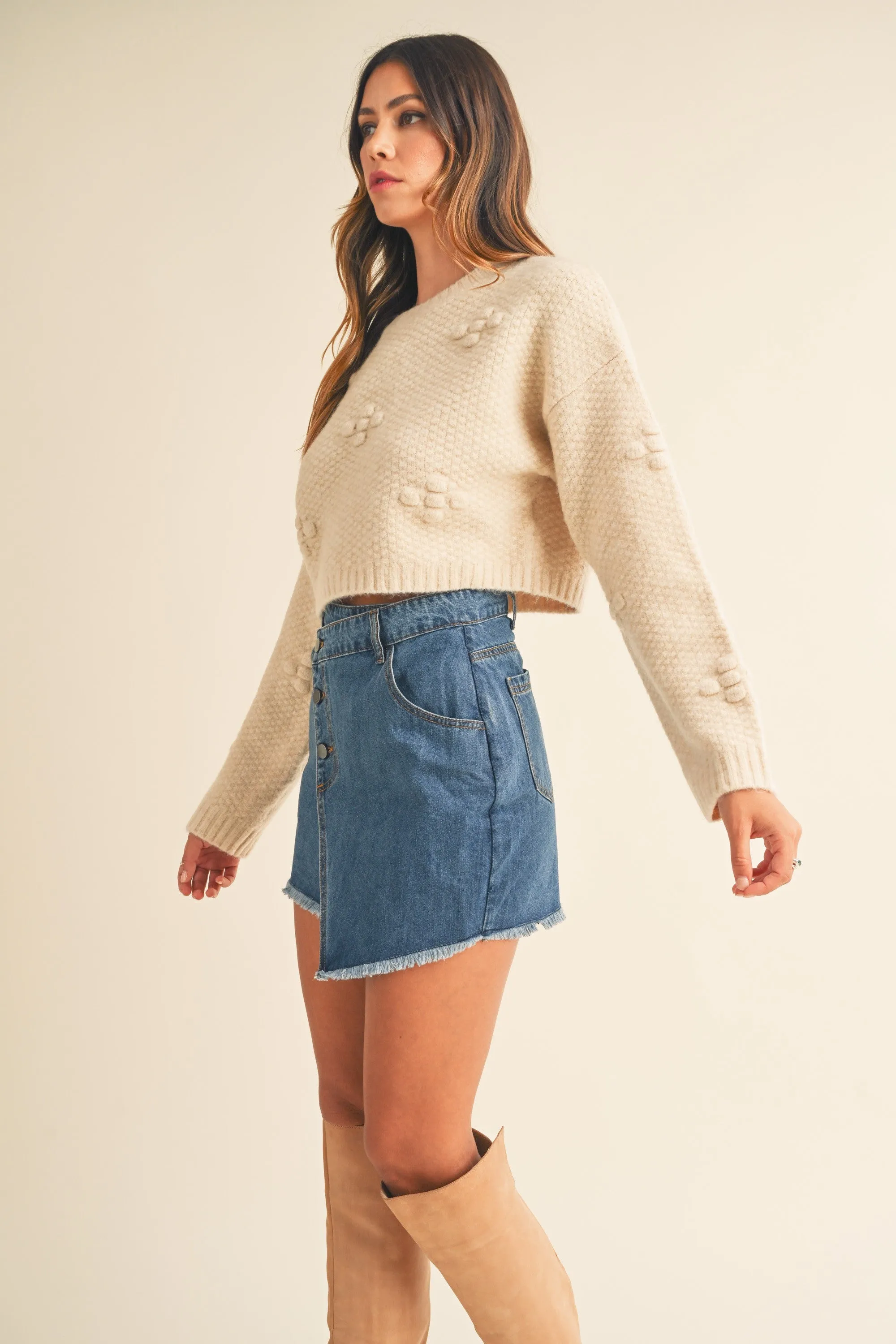 Asymmetrical Hem Denim Skirt