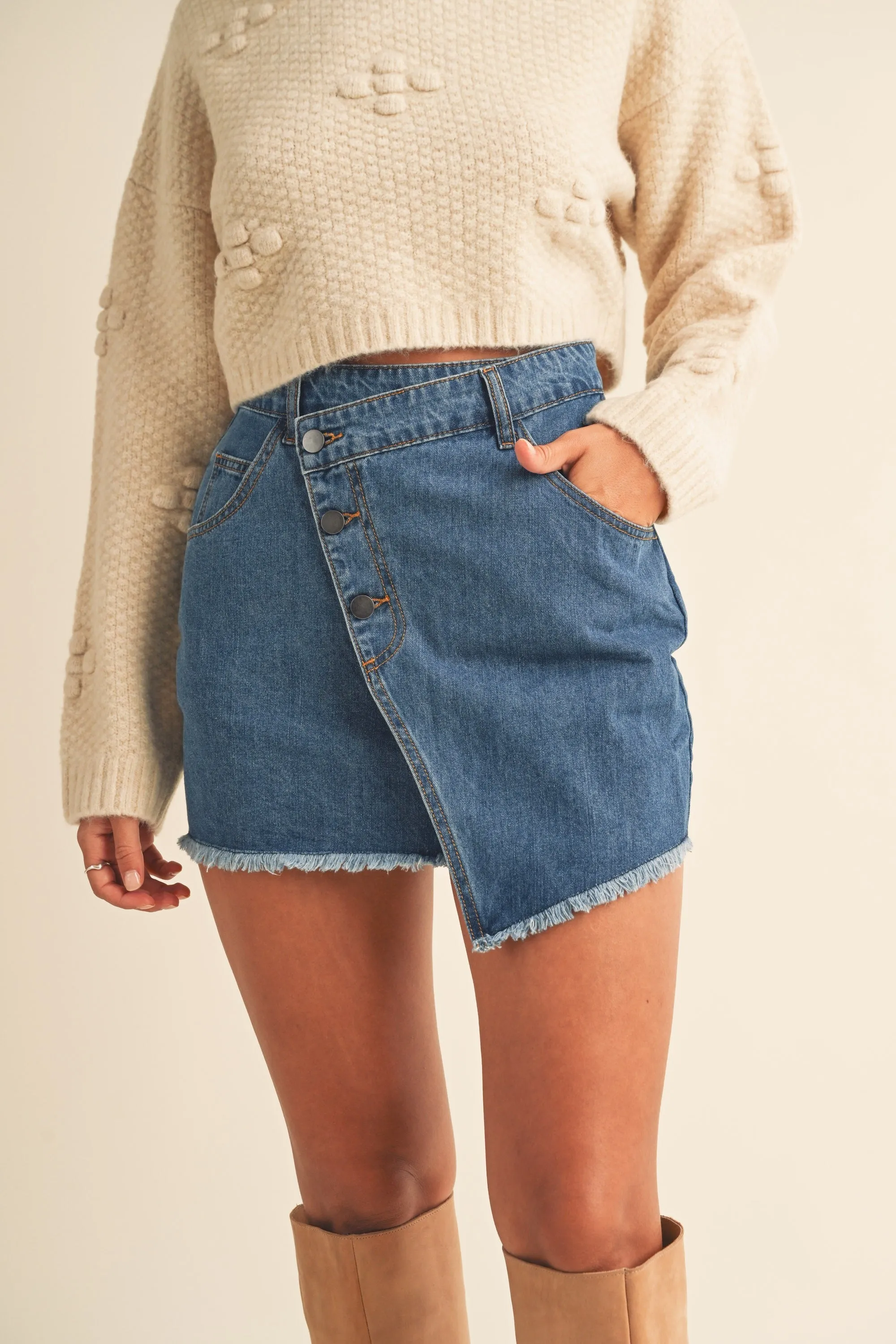 Asymmetrical Hem Denim Skirt