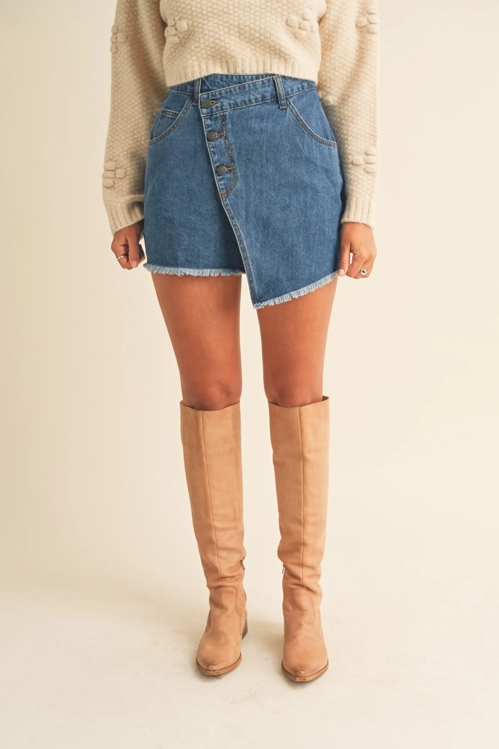 Asymmetrical Hem Denim Skirt