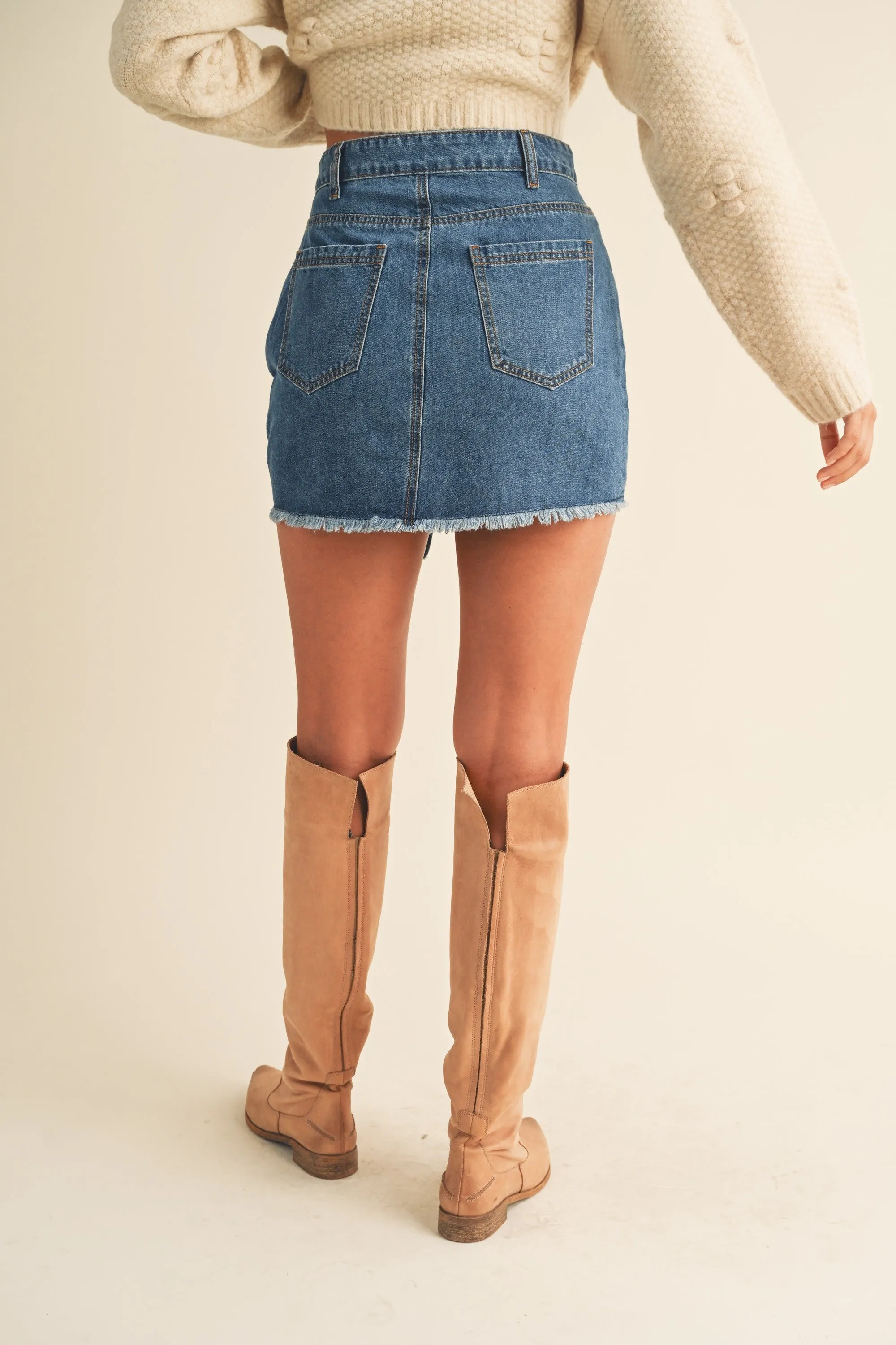 Asymmetrical Hem Denim Skirt