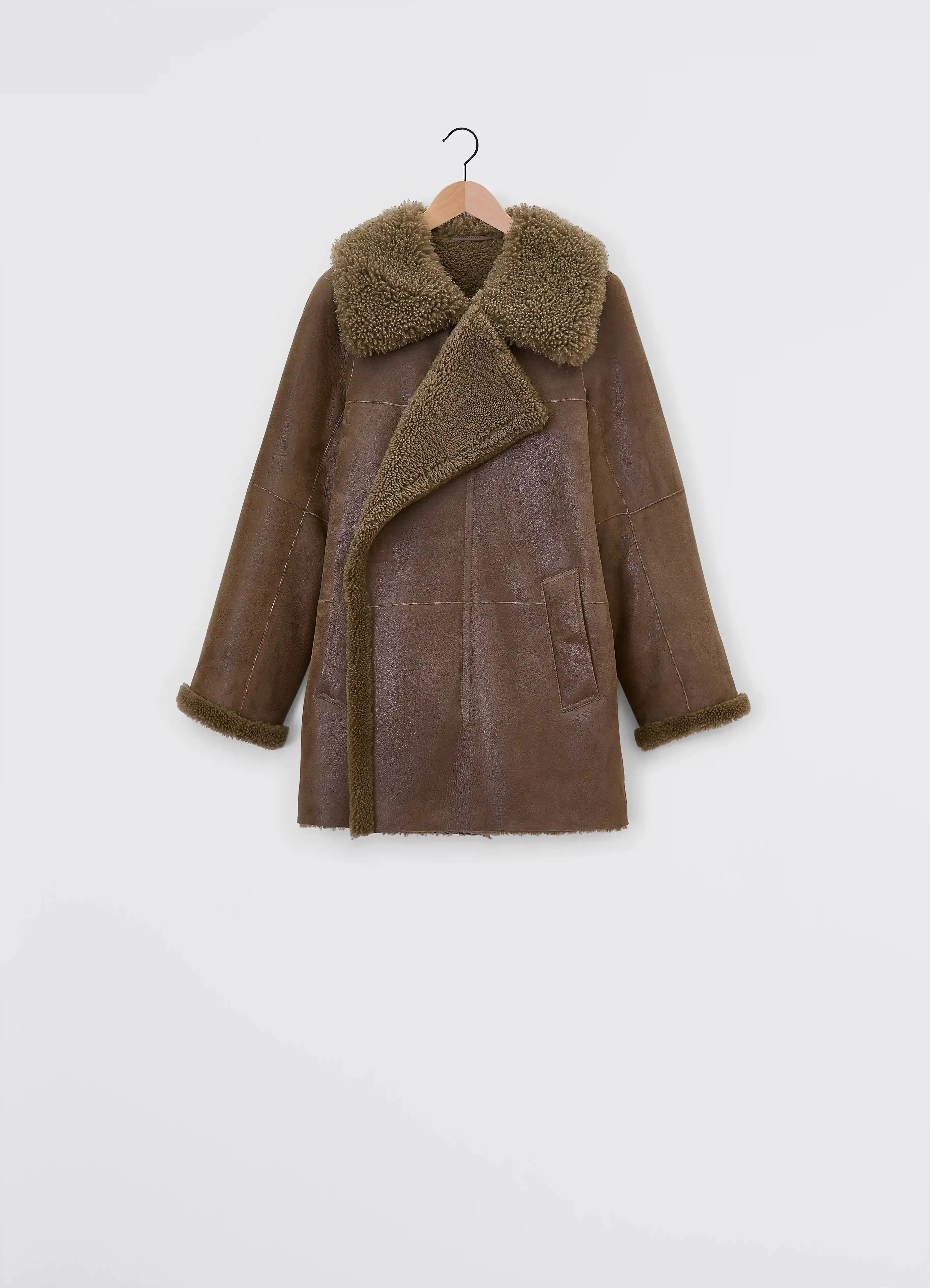 ASYMMETRICAL SHEARLING COAT