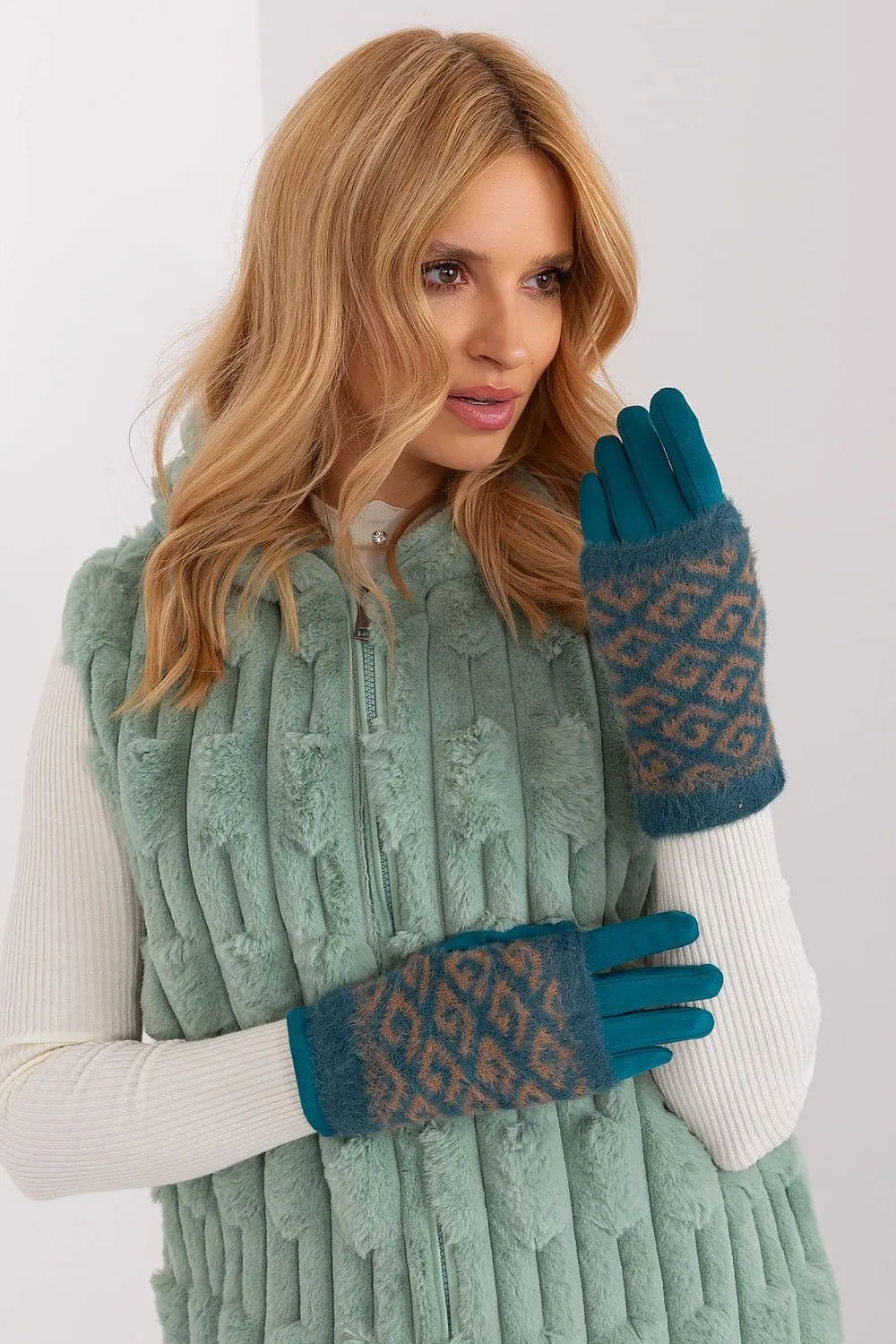 AT Geometric Print Double Layered Gloves