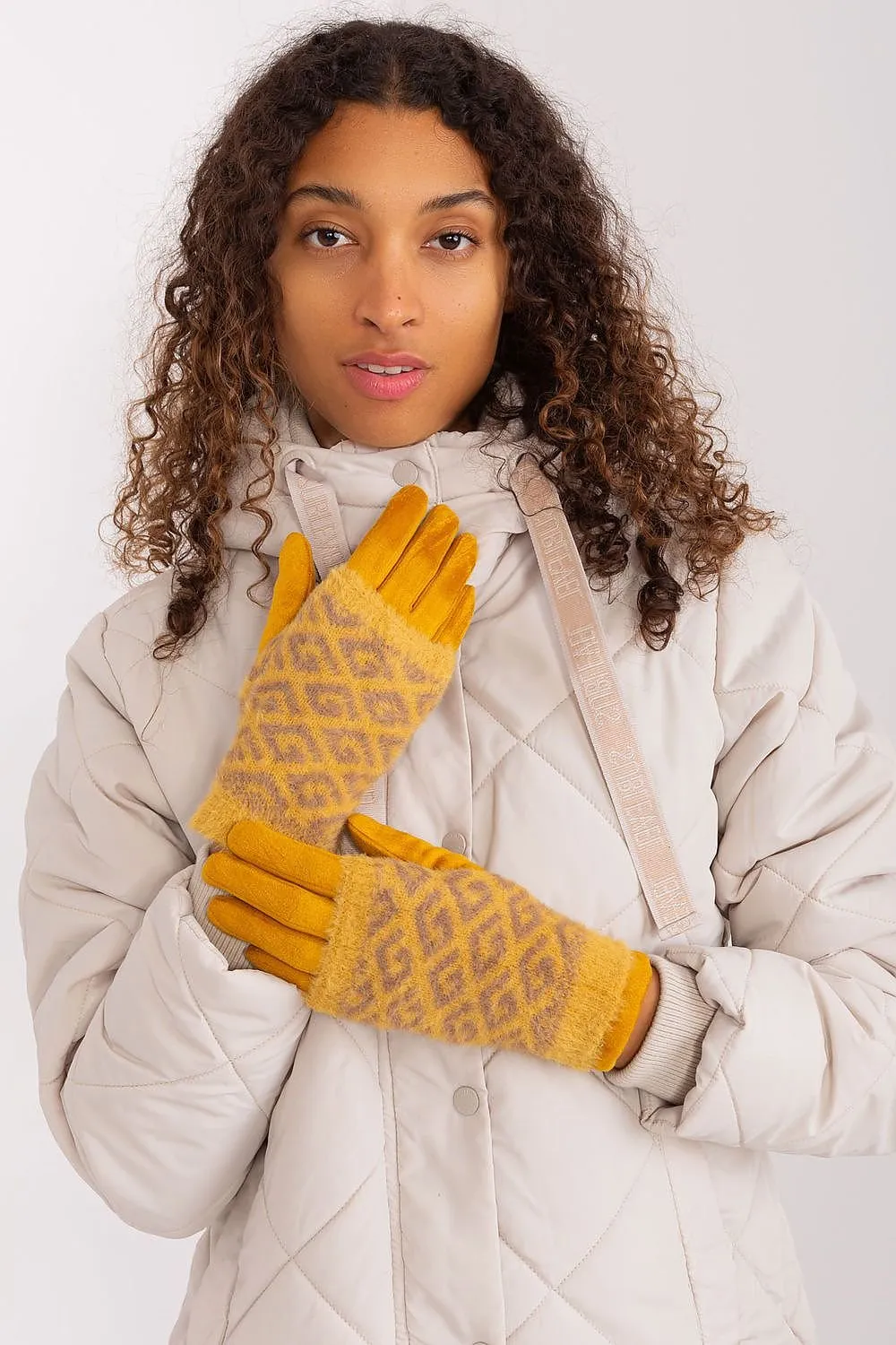 AT Geometric Print Double Layered Gloves