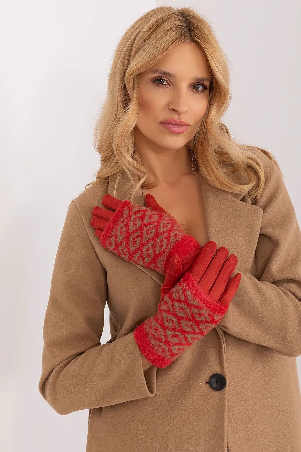 AT Geometric Print Double Layered Gloves