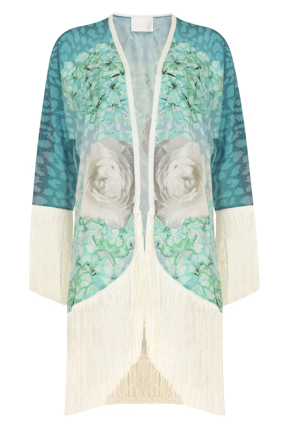 ATHENA PROCOPIOU Green/Blue Full Fringe Kimono