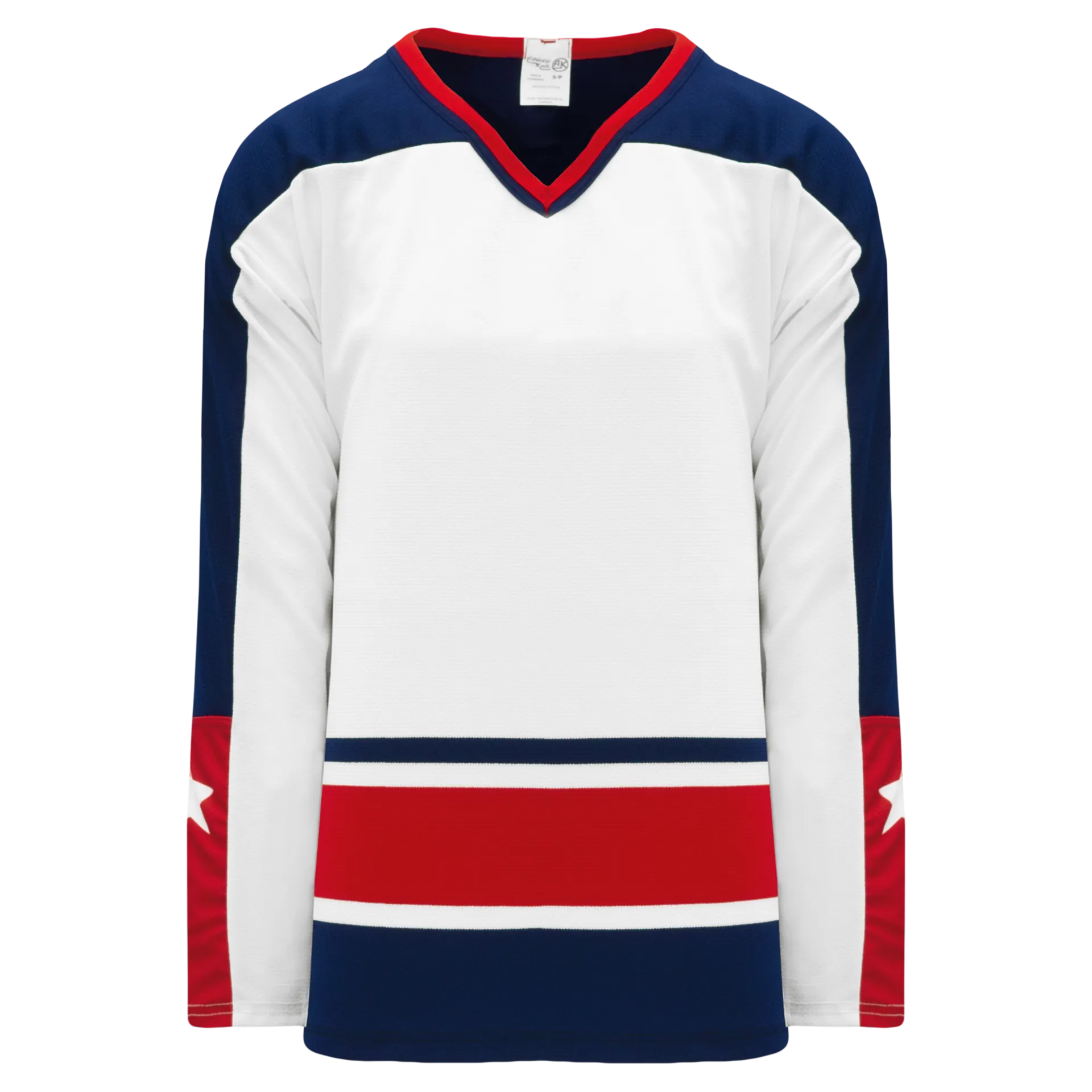 Athletic Knit (AK) H550BKA-CLM691BK Pro Series - Adult Knitted Columbus Blue Jackets White Hockey Jersey