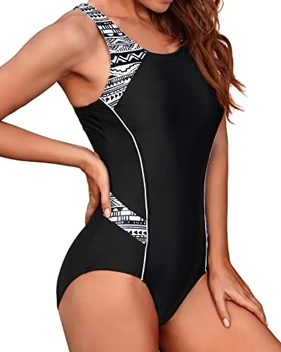 Athletic Racerback One Piece Swimwear Training Exercise Slimming Bathing Suit