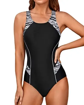 Athletic Racerback One Piece Swimwear Training Exercise Slimming Bathing Suit