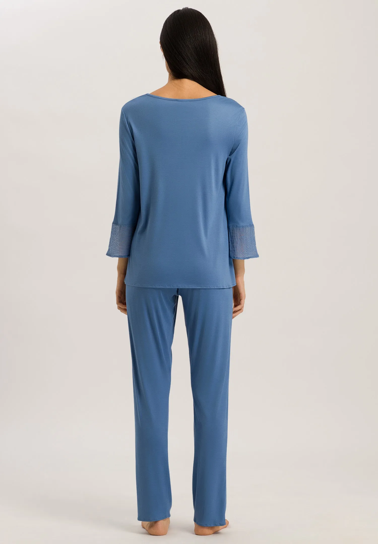 Audrey Silk Blend Long Pajama Set | Dusty Blue 74919-2515