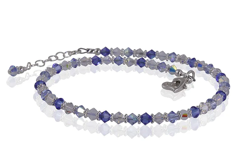 Aurora - Something Blue Beaded Crystal Anklet