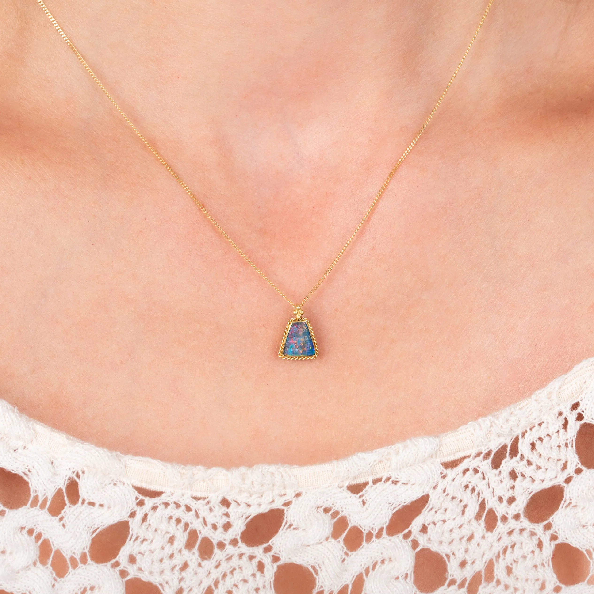 Australian Opal Flame Necklace