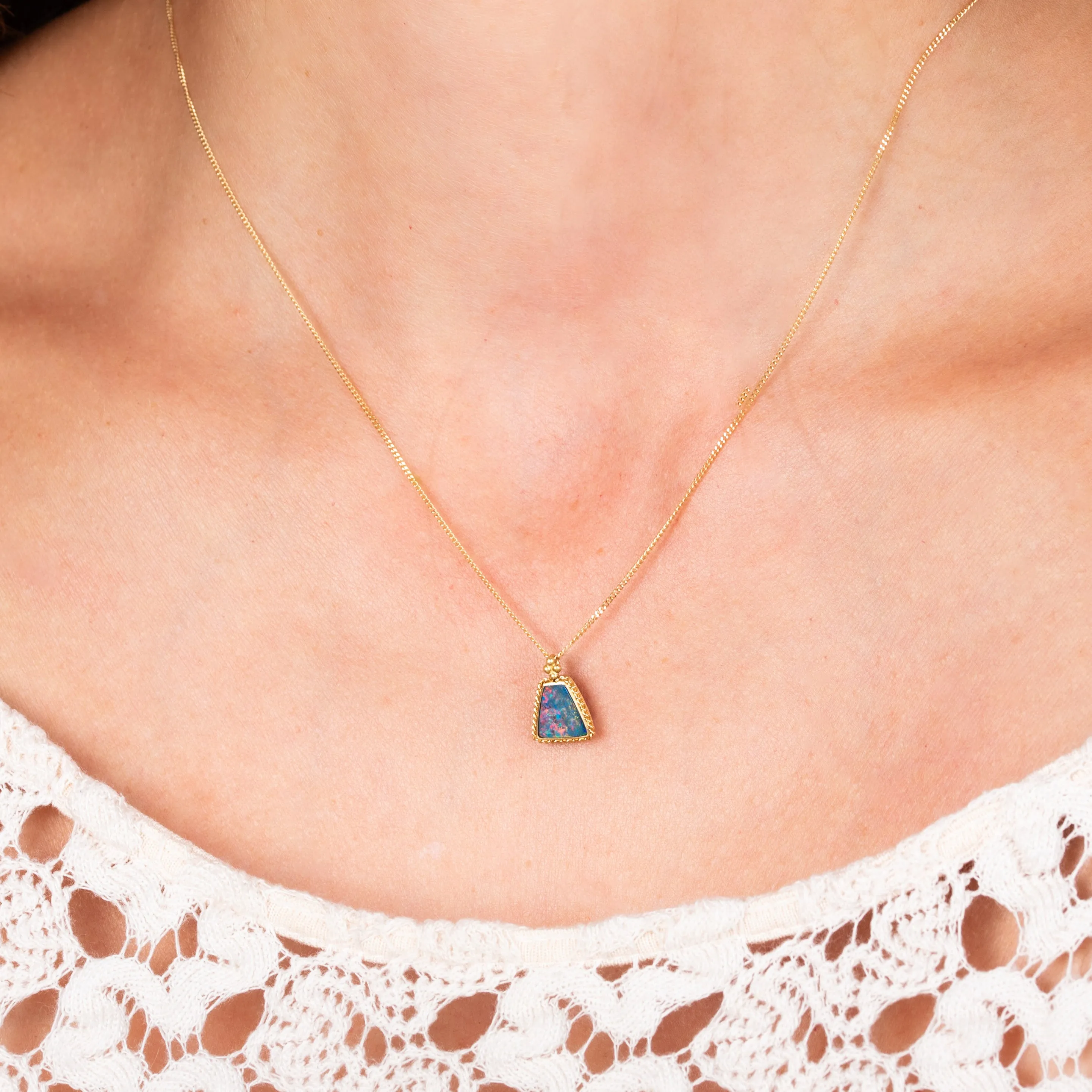 Australian Opal Flame Necklace