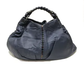 Authentic Bottega Veneta Blue Nappa Leather Large Hobo Bag