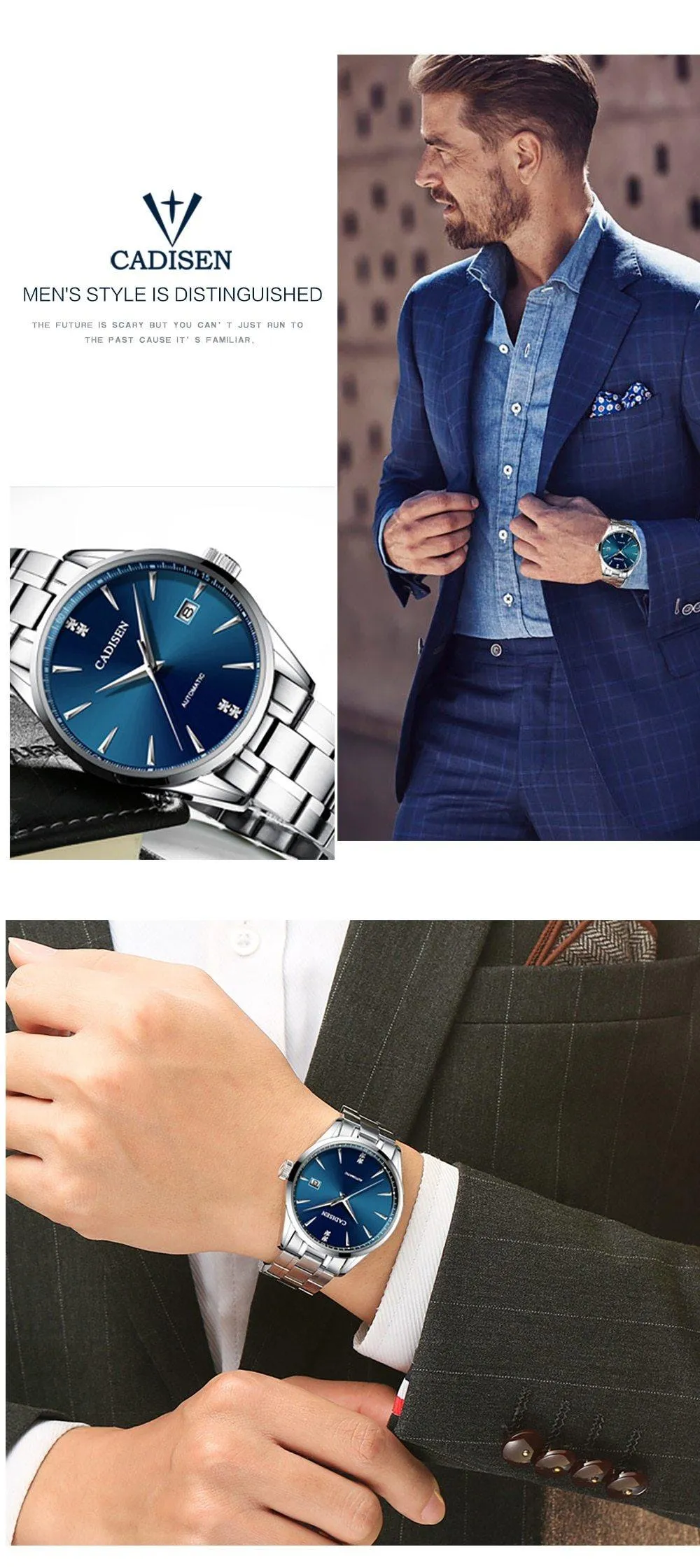 Automatic Mechanical Men's Watch Stainless Steel Japan NH35A Curved Glass Business Fashion Leisure Waterproof Wrist Watch