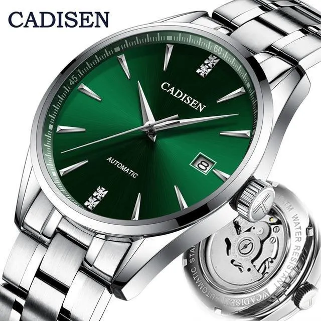 Automatic Mechanical Men's Watch Stainless Steel Japan NH35A Curved Glass Business Fashion Leisure Waterproof Wrist Watch