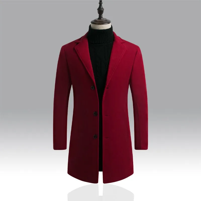 Autumn and Winter Long Cotton Coat New Wool Blend Casual Business Fashion