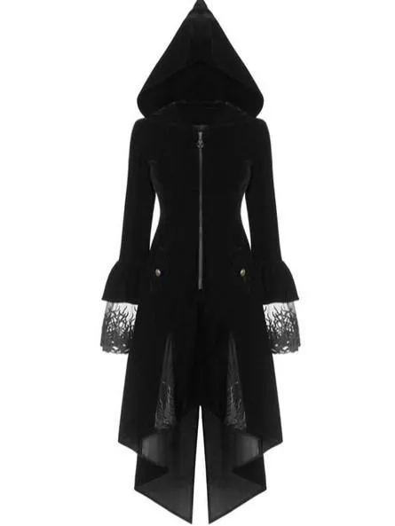 Autumn and Winter Trim Long Vintage Gothic Medieval Windbreaker Coat