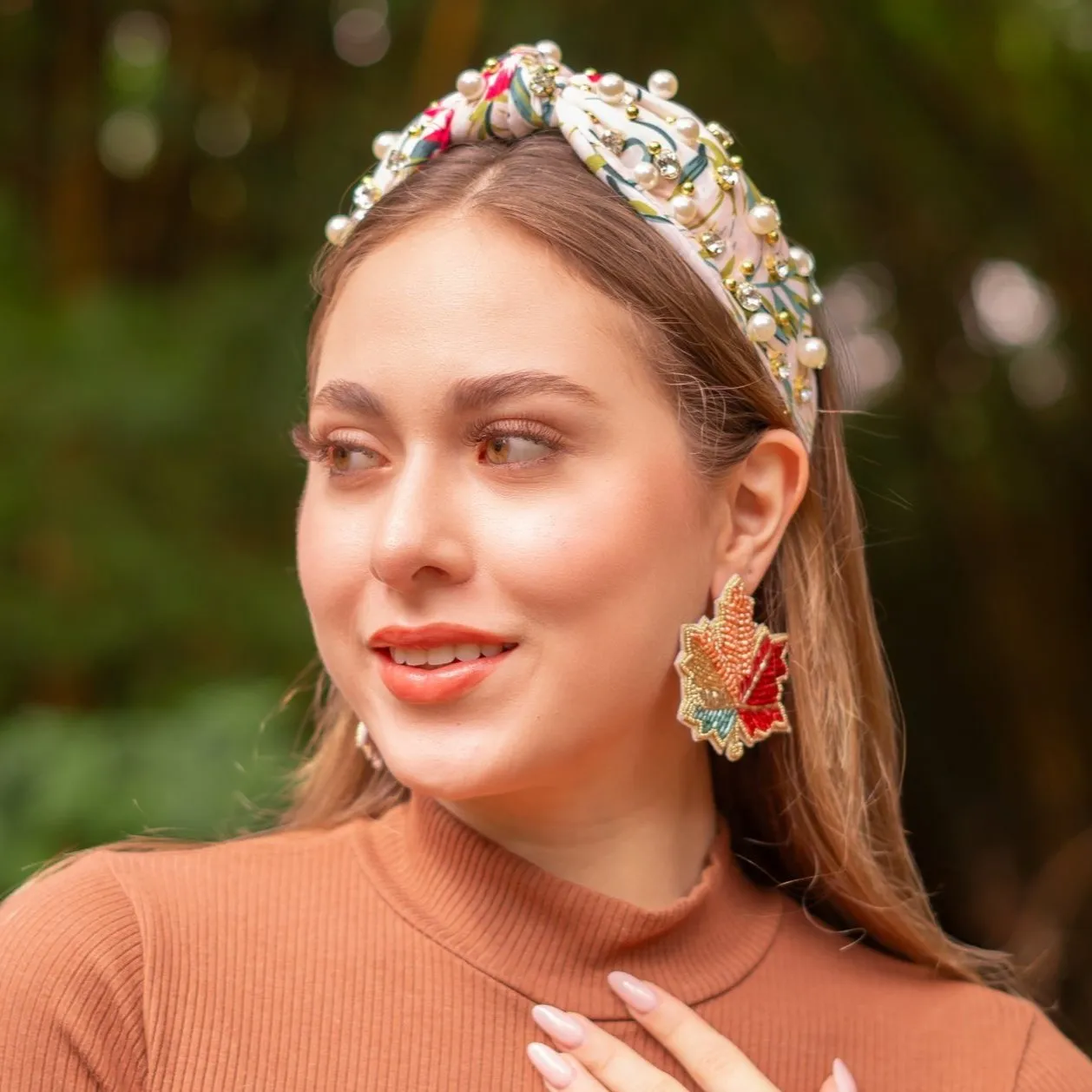 Autumn Maple Beaded Earrings