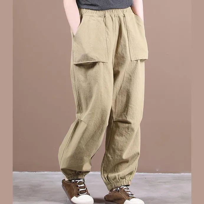 Autumn  three-dimensional pocket elasticated foot pleated casual pants