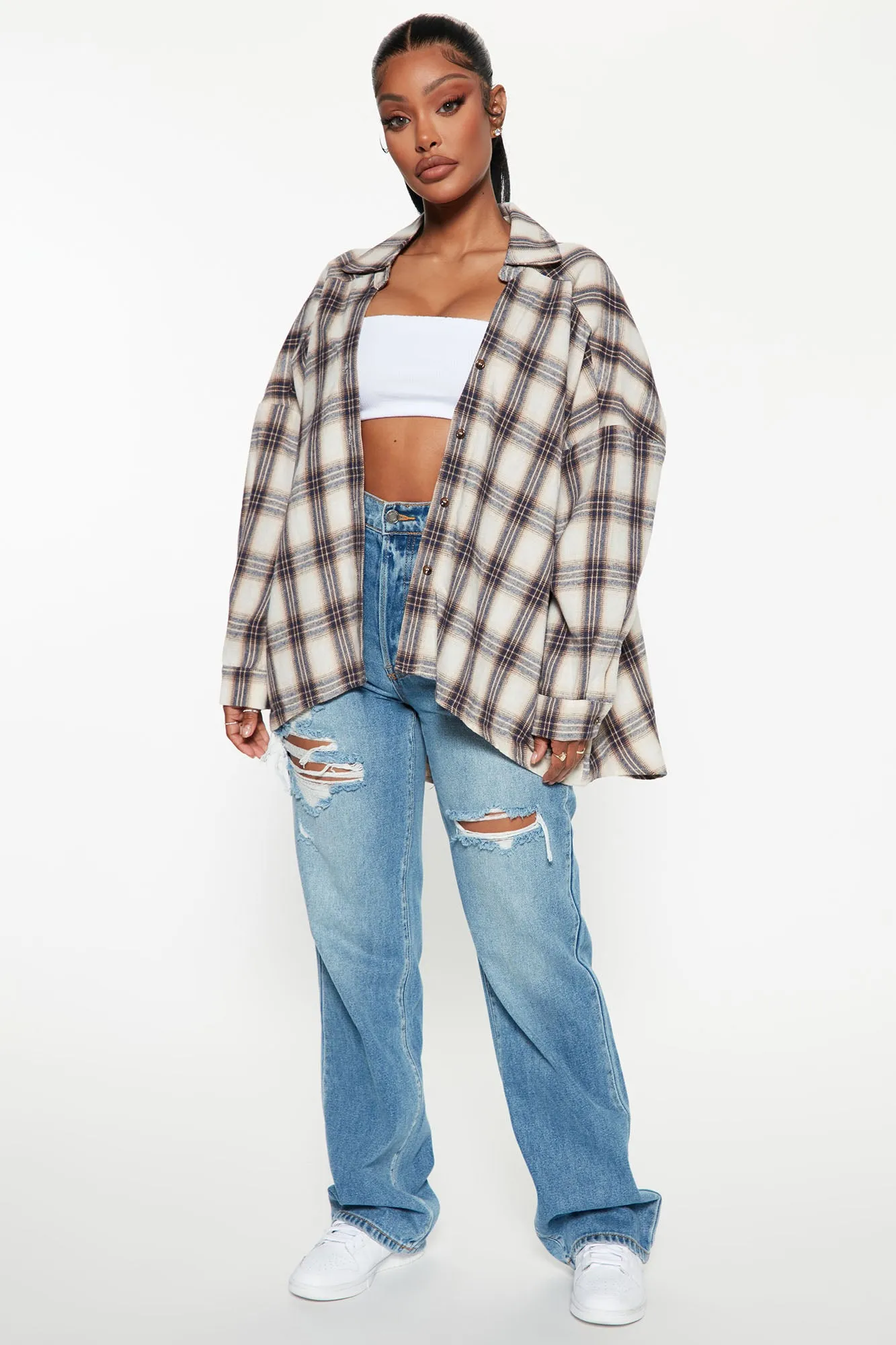 Avani Plaid Shirt - Cream/combo