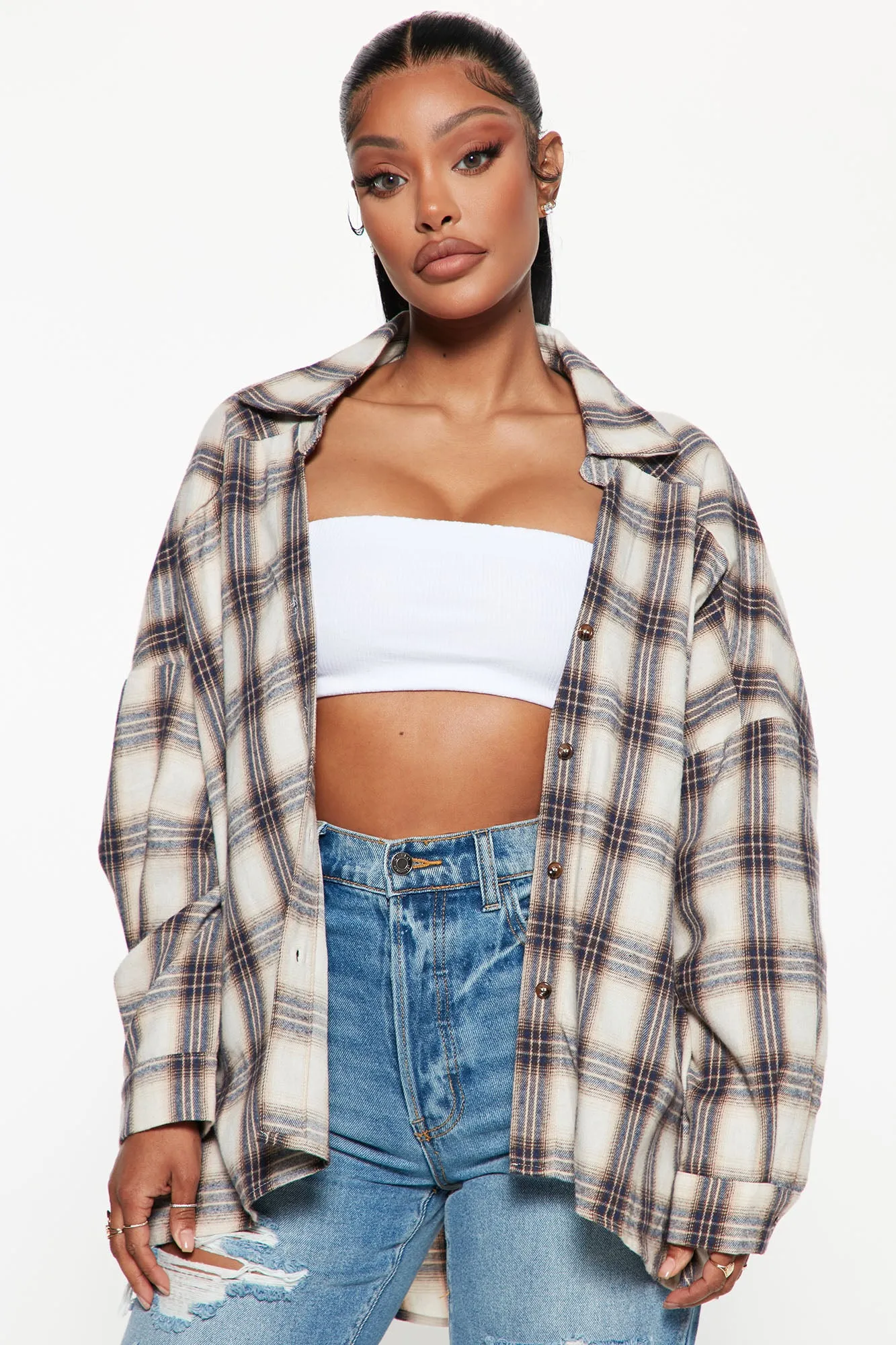 Avani Plaid Shirt - Cream/combo